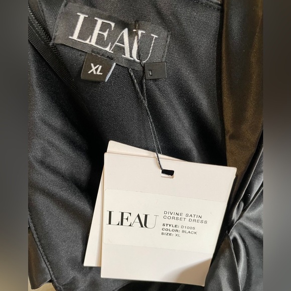 NWT Leau Divine Satin Corset Dress in Black Size XL - Picture 9 of 11